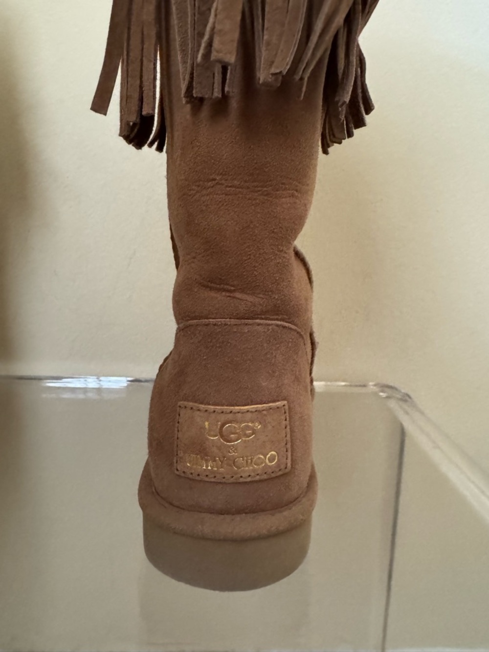 Ugg x Jimmy Choo Boots Sora Studded Fringe Suede Chestnut US 8 - Picture 6 of 16